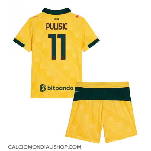 Maglie da calcio AC Milan Christian Pulisic #11 Terza Maglia Bambino 2025-26 Manica Corta (+ Pantaloni corti)